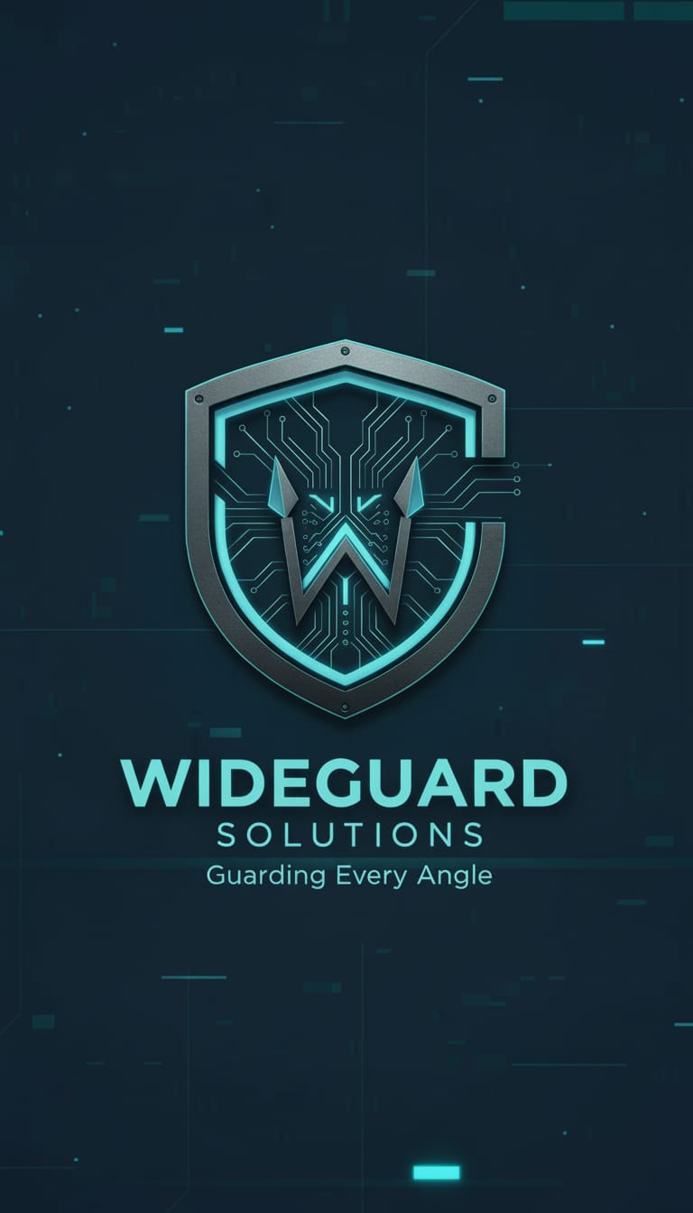 Wideguard Solutions shield logo with Guarding Every Angle tagline